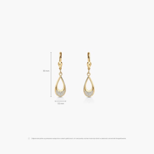 Kolczyki wiszące SAVICKI: złote, cyrkonie